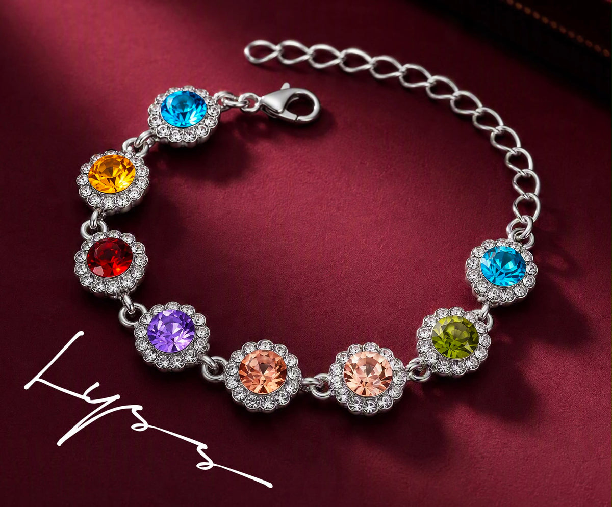 LYSS Elara - Bracciale Rainbow con Pietre Multicolor e Zirconi | Acciaio Inossidabile Ipoallergenico