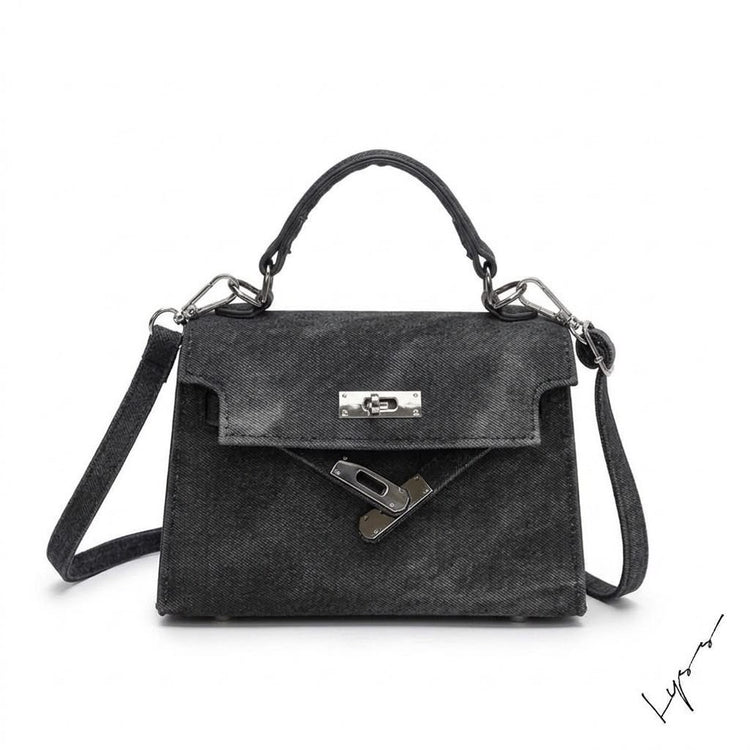 LYSS Luna - Borsa a Mano in Denim Vintage | Mini Bag con Tracolla Regolabile e Chiusura a Fibbia