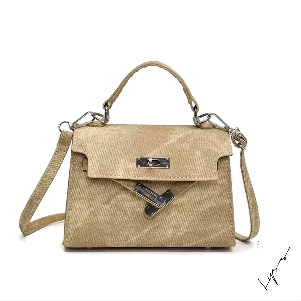 LYSS Luna - Borsa a Mano in Denim Vintage | Mini Bag con Tracolla Regolabile e Chiusura a Fibbia