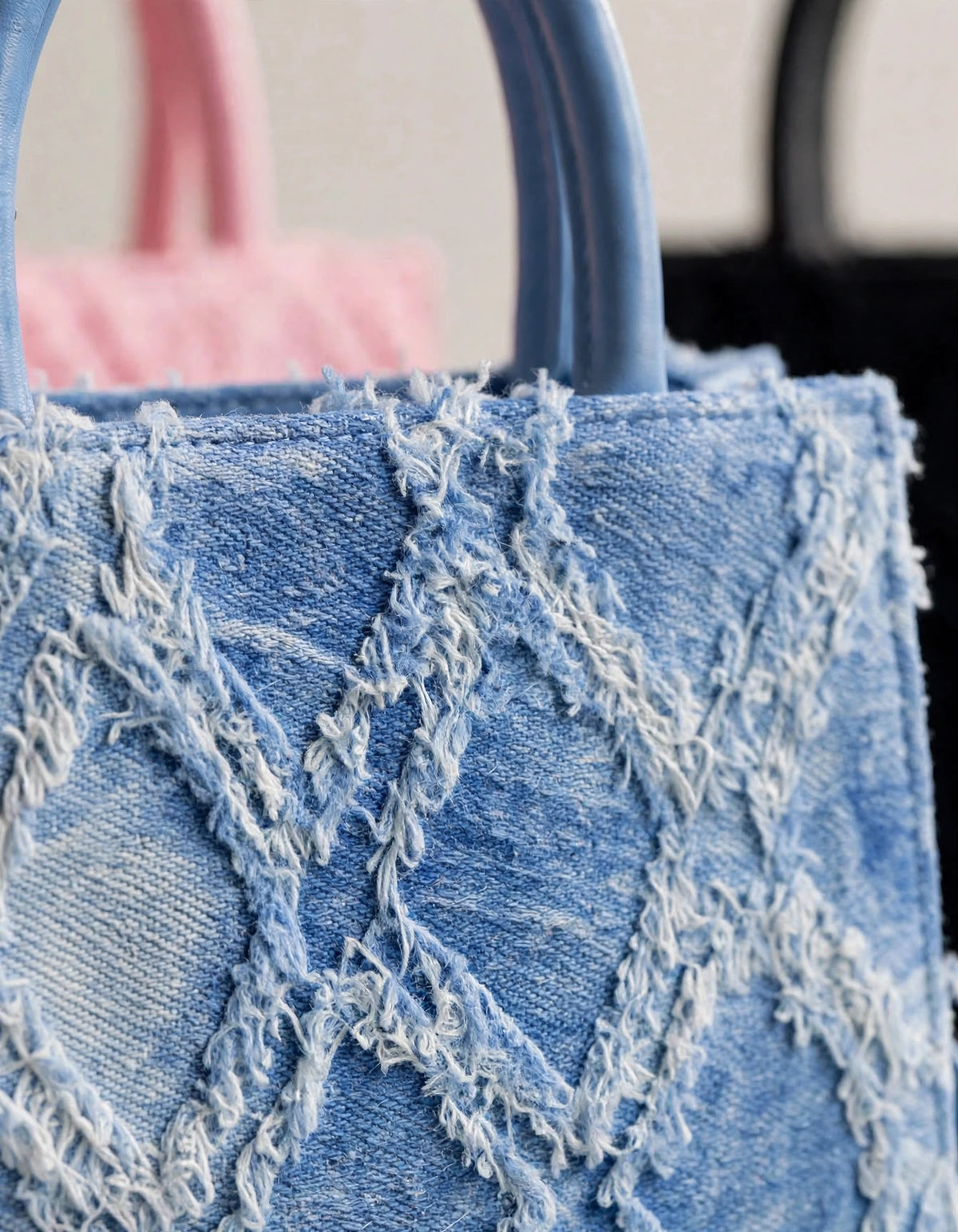 LYSS Nizza - Mini Tote Bag in Denim Diamond | Borsa a Mano con Doppio Manico e Tracolla