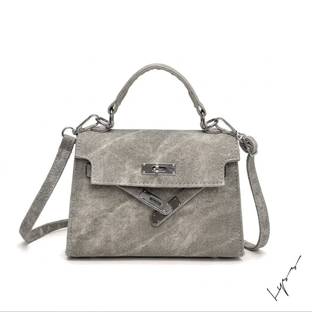 LYSS Luna - Borsa a Mano in Denim Vintage | Mini Bag con Tracolla Regolabile e Chiusura a Fibbia