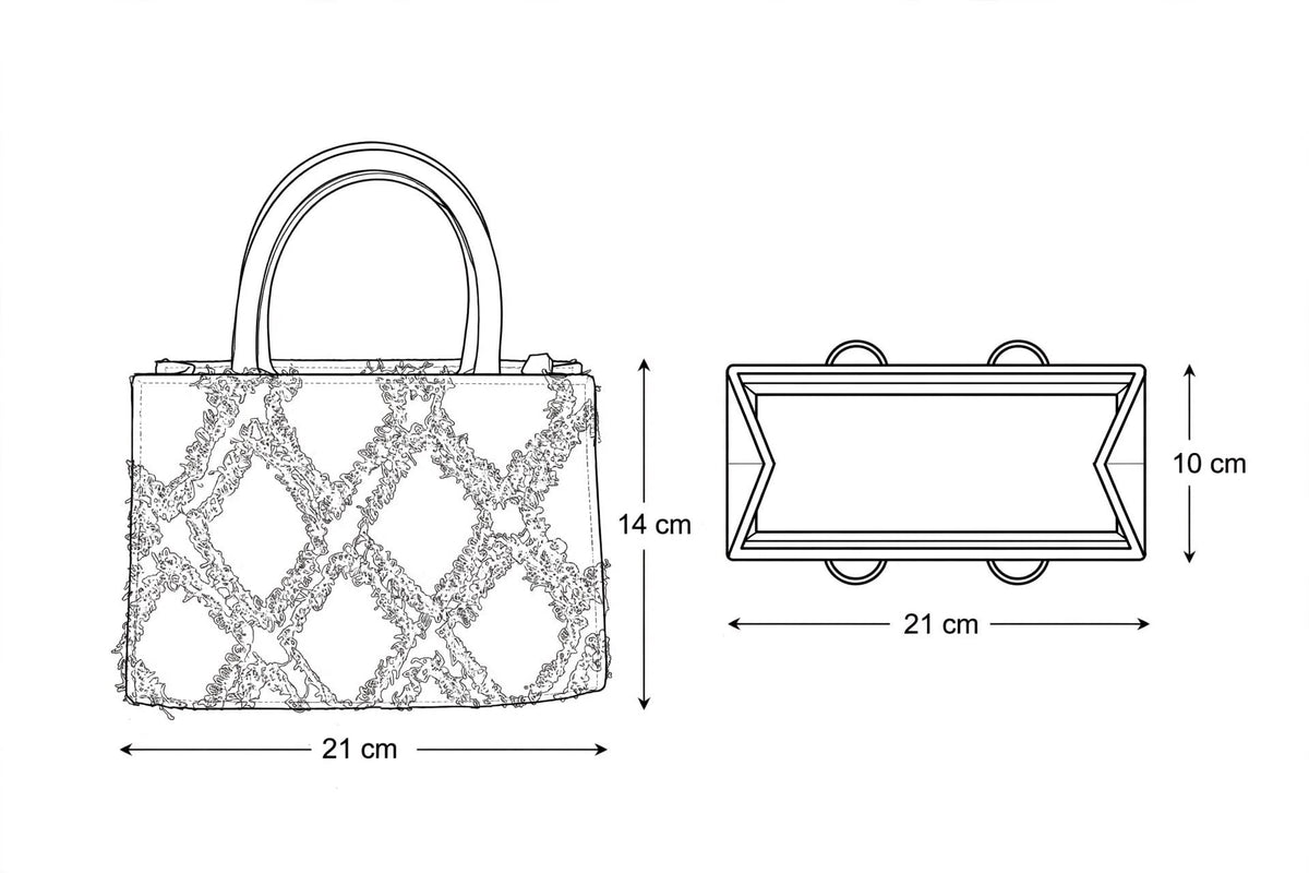 LYSS Nizza - Mini Tote Bag in Denim Diamond | Borsa a Mano con Doppio Manico e Tracolla