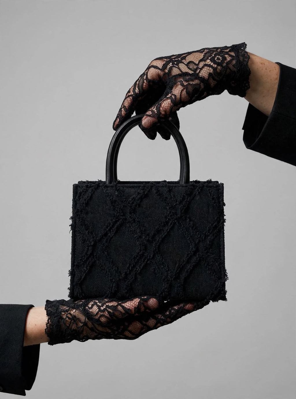 LYSS Nizza - Mini Tote Bag in Denim Diamond | Borsa a Mano con Doppio Manico e Tracolla